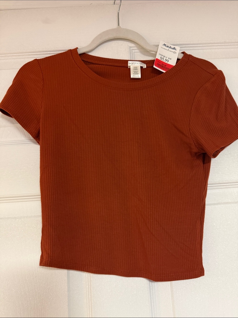 No Boundaries Rust Ribbed Cropped Tee
